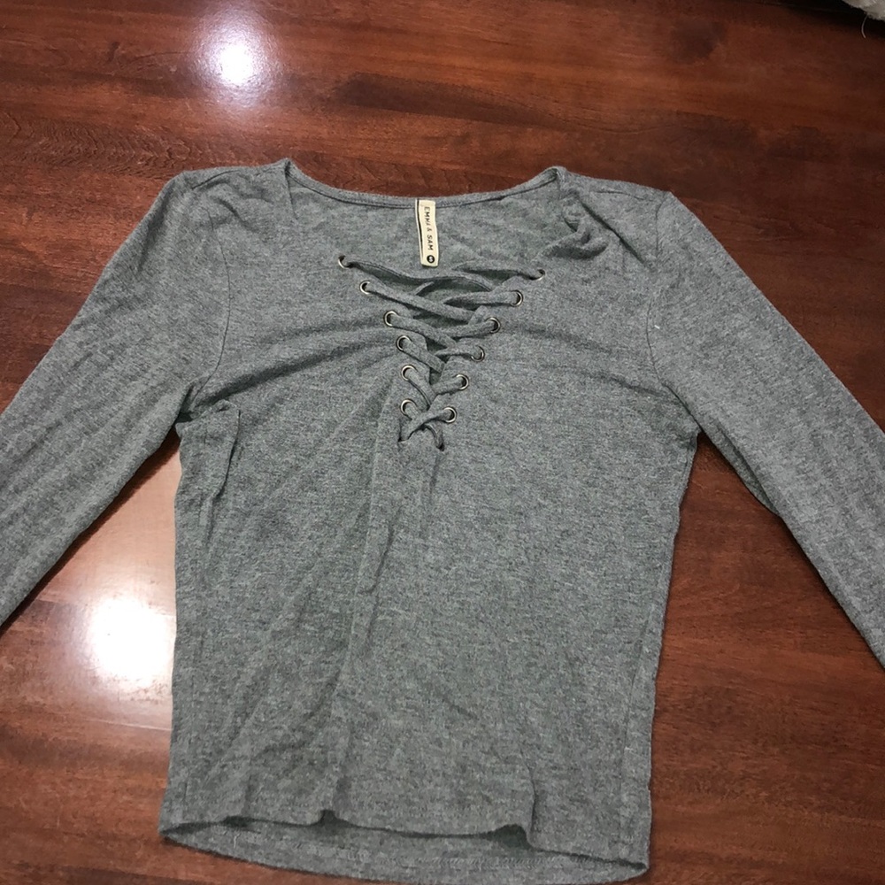 Cropped lace up long sleeves